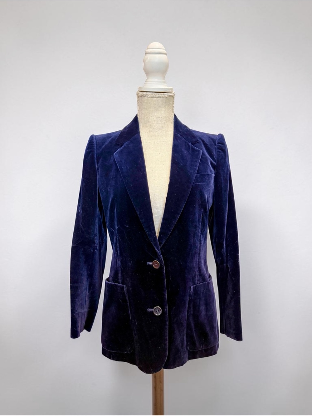 Yves Saint Laurent Deep Navy Velvet Blazer